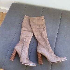 Steve Madden Taupe faux Suede Knee-High Block Heel Boots